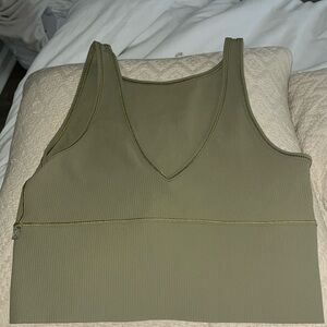 Olive Green Lululemon Tank Reversible Sides Power Pivot Ribbed Tank Top